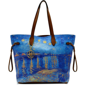 GM borsa shopping fantasia stampa Vincent Van Gogh Notte stellata cielo stellato