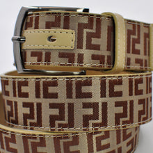 Carica l&#39;immagine nel visualizzatore di Gallery, Cintura uomo originale GM F firmata fantasia nylon casual tessuto italy marrone