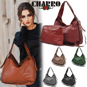 2in1 Borsa morbida  + borsetta piccola CHARRO capiente grande spalla tracolla