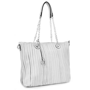 Borsa donna shopping shopper grande gialla Gyoiamea tracolla pelle plissettata