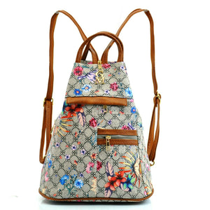 Gyoiamea 2in1 zaino borsa trasformabile donna sacco zainetto fantasia fiori