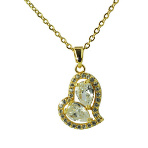 Collana catena oro donna punto luce strass incastonati ciondolo cuore cerimonia