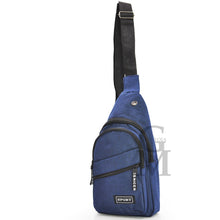 Carica l&#39;immagine nel visualizzatore di Gallery, Marsupio SPORT uomo petto monospalla tasche zip sportivo borsa tracolla blu nero