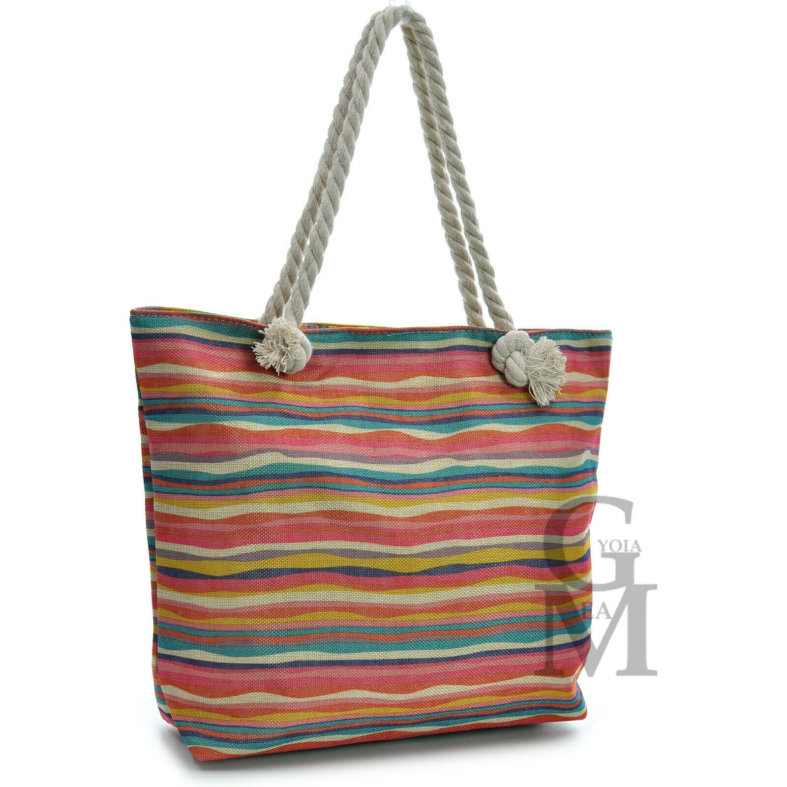 BORSA mare colorata etnica fantasia tessuto tela capiente grande DONNA