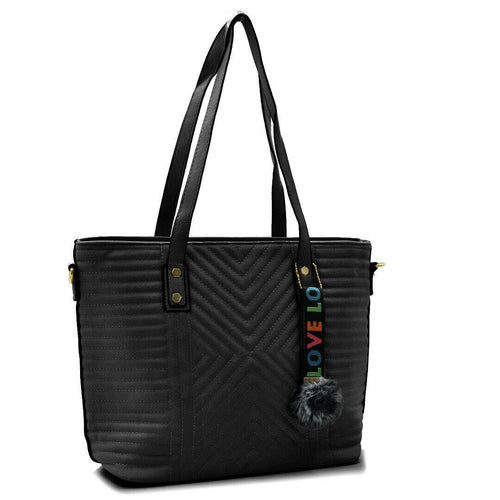 Gyoiamea borsa shopping trapuntata casual passeggio zip casual capiente pon pon