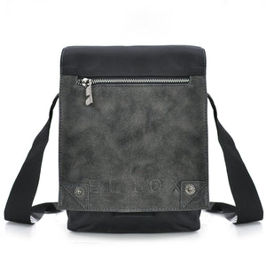 Borsello ELIOX nero grigio uomo borsa grande capiente zip tracolla pelle nylon