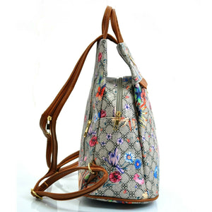 Gyoiamea 2in1 zaino borsa trasformabile donna sacco zainetto fantasia fiori