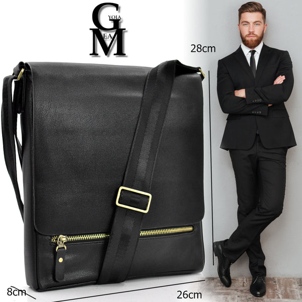 Pack 3in1 Borsello GM MODA uomo nero + portafoglio + cintura vera pelle italy 02