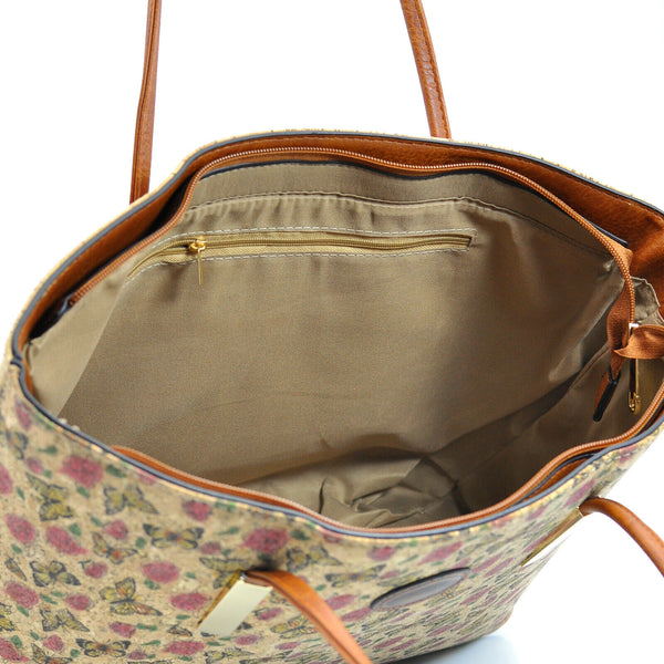 GM set borsa 3 pezzi sughero colorato fiori shopping casual passeggio moda nuovo