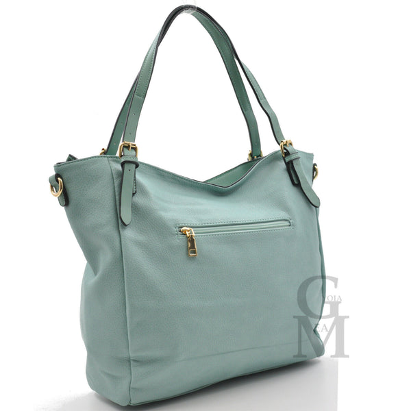 Borsa FIONA pelle morbida shopping casual passeggio zip ricamata forata casual