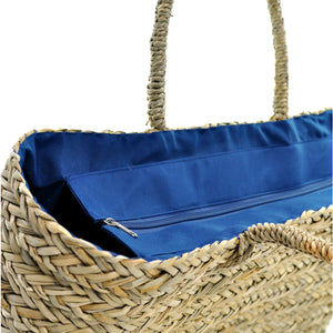 BORSA decorata Coffa DONNA catene PAGLIA GRANDE vimini mare spiaggia palma