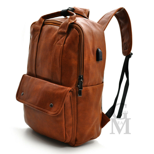GM Zaino pelle portadocumenti pc viaggio lavoro passeggio grande vintage nuovo