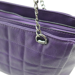 Borsa GM viola donna grande spalla pelle catene trapuntata passeggio shopping