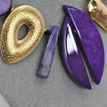 Carica l&#39;immagine nel visualizzatore di Gallery, Collana girocollo viola donna resina pietre dure cordoncino moda elegante evento