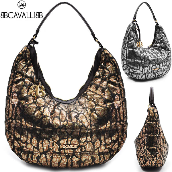 Borsa CAVALLI morbida sacco laminata capiente spaziosa grande hobo spalla nuova