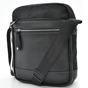 Borsello nero uomo borsa grande capiente zip tracolla sport nylon tessuto casual