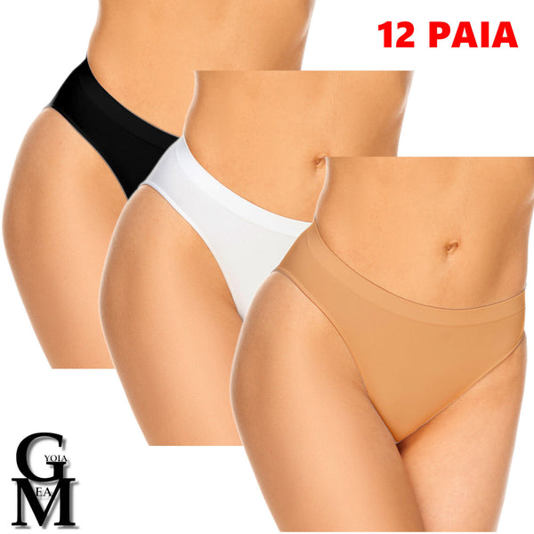 24 - 12 - 6 paia SLIP DONNA mutandine cotone elasticizzato a vita media mutande