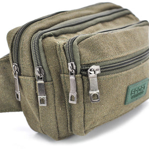 Marsupio multi tasche 5zip tela tessuto canvas militare vita spalla uomo viaggio