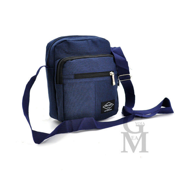 Borsello uomo multi tasche nero nuovo blu grande tracolla moda tessuto lavoro