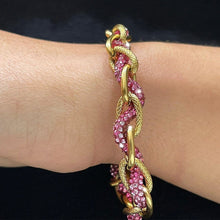 Carica l&#39;immagine nel visualizzatore di Gallery, Bracciale Acciaio inossidabile lega Donna Braccialetto oro fuxia corda strass