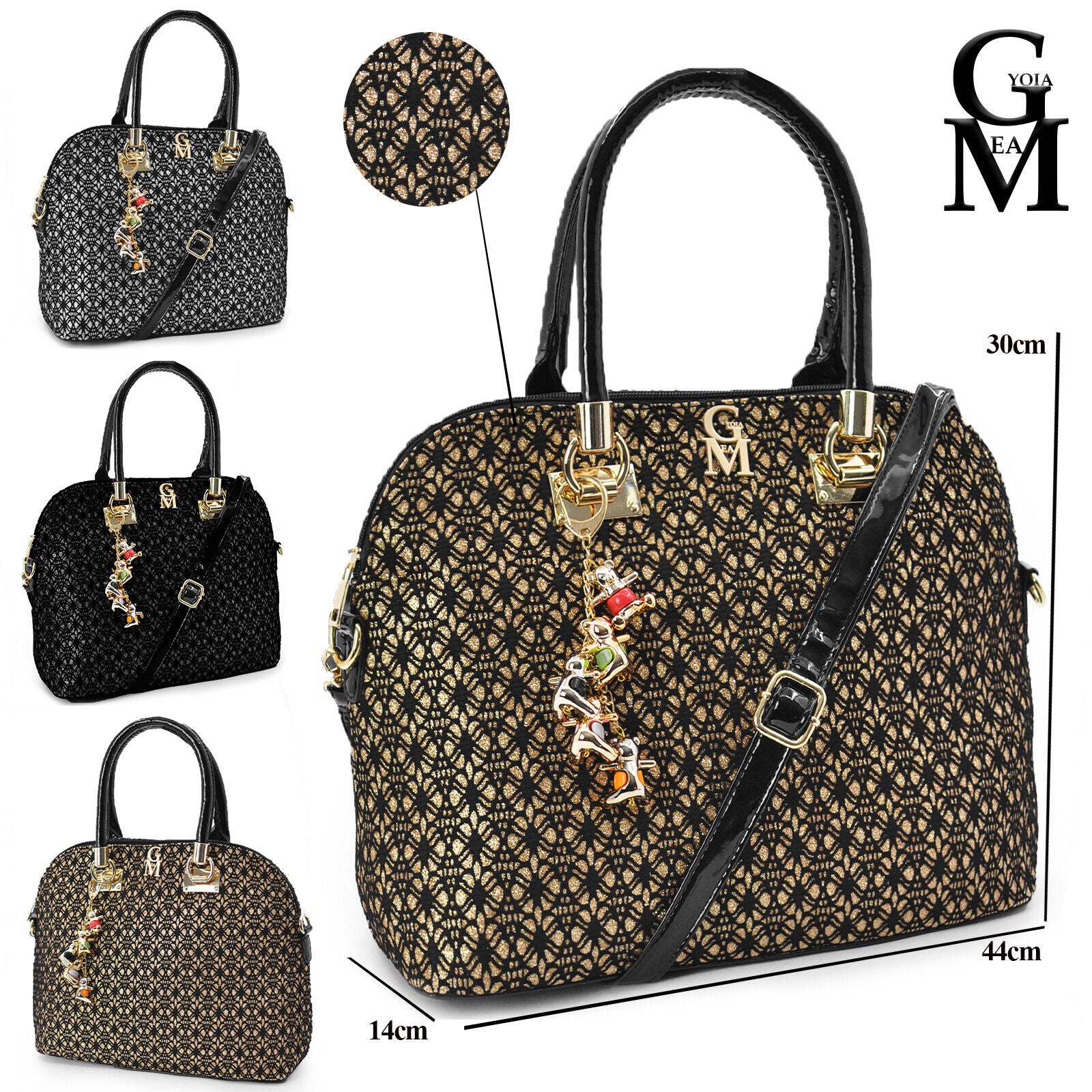 GM borsa donna bauletto rigido tracolla elegante oro argento nero artigianale