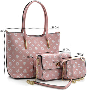 A.Basile set 3in1 borsa + borsetta + pochette fantasia fiorata fiori donna moda