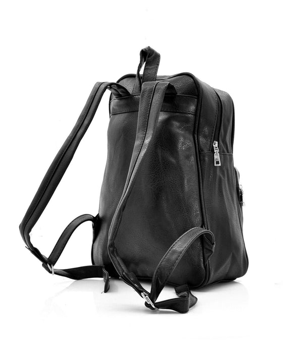 Zaino nero GM ufficio zip nuovo uomo donna classico tasche pelle sportivo lavoro