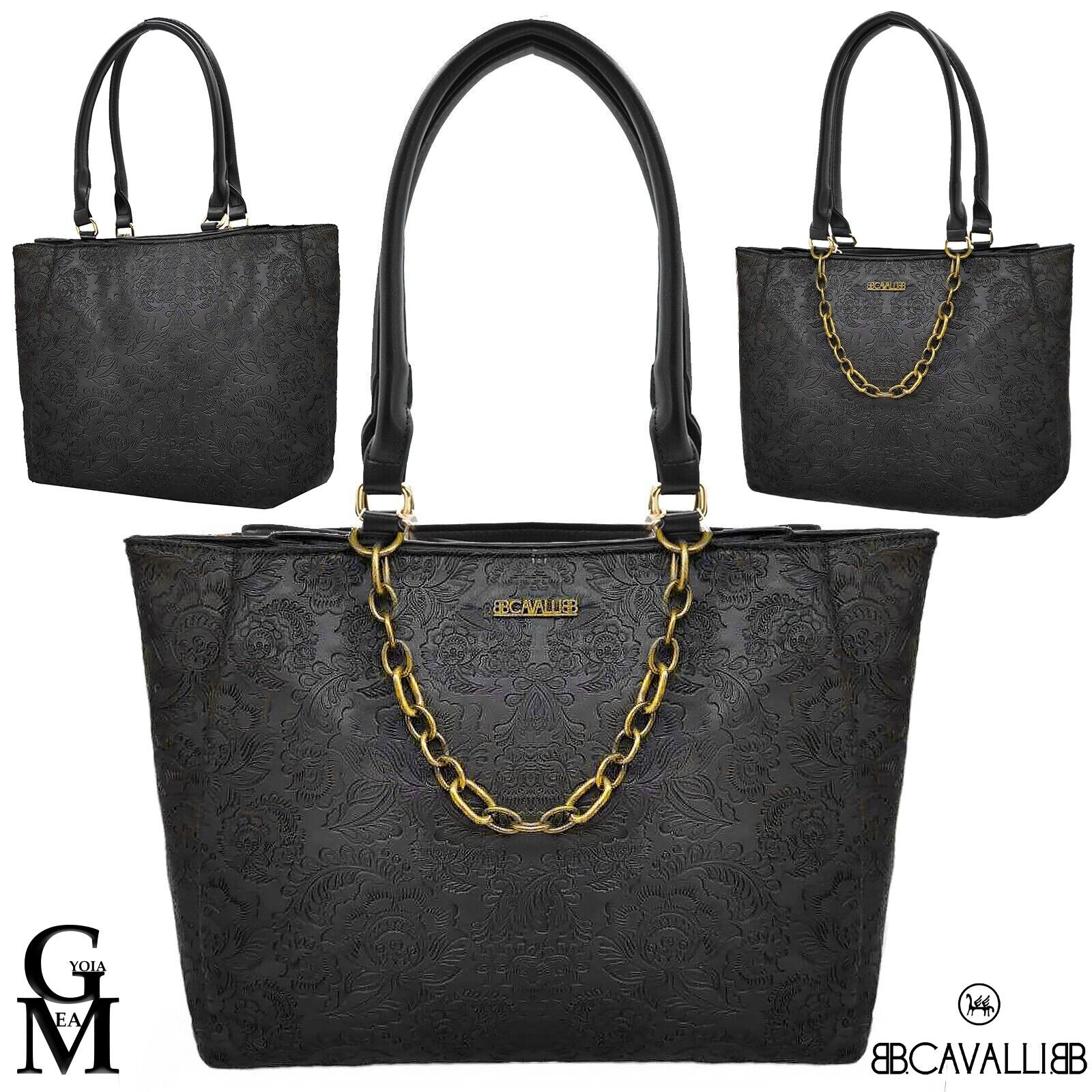 Borsa firmata B. Cavalli italia donna originale elegante stile ricamata floreale