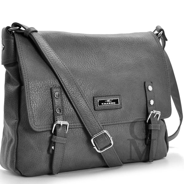 Borsa firmata CHARRO uomo donna vintage pelle cinghie tracolla postina marrone