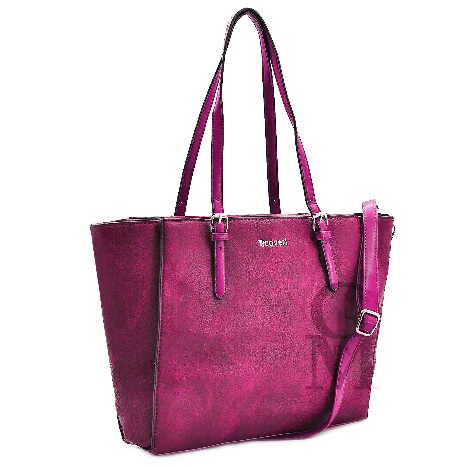 Borsa Coveri collection donna grande spalla pelle passeggio shopping viola nuova