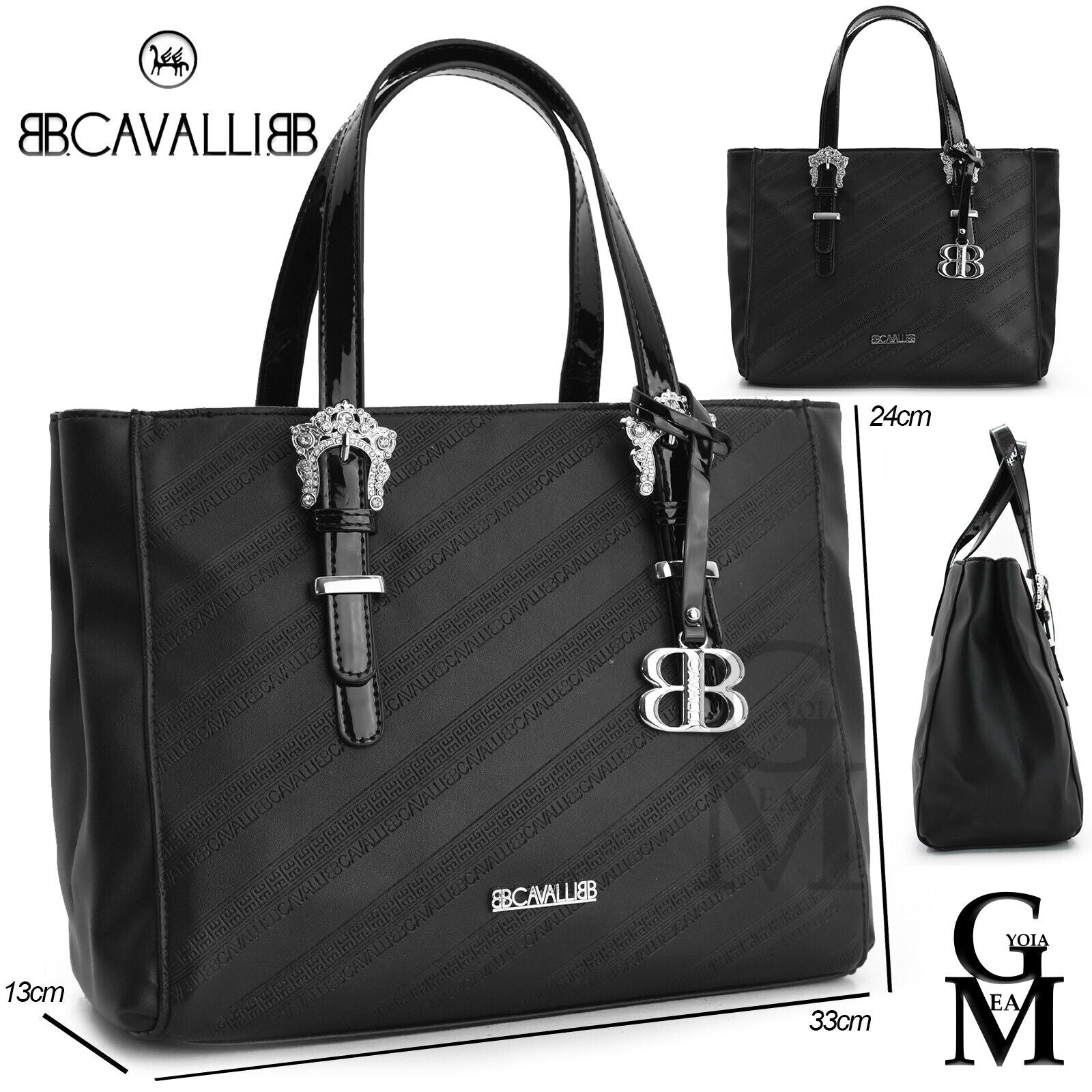 Borsa bauletto B. CAVALLI firmata morbida spalla donna strass pelle particolare