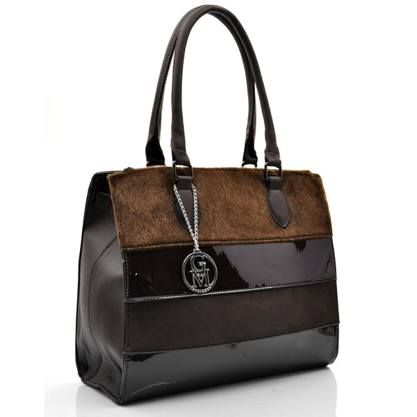 GM borsa pelo pelliccia shopping bauletto spalla donna tracolla pelle elegante