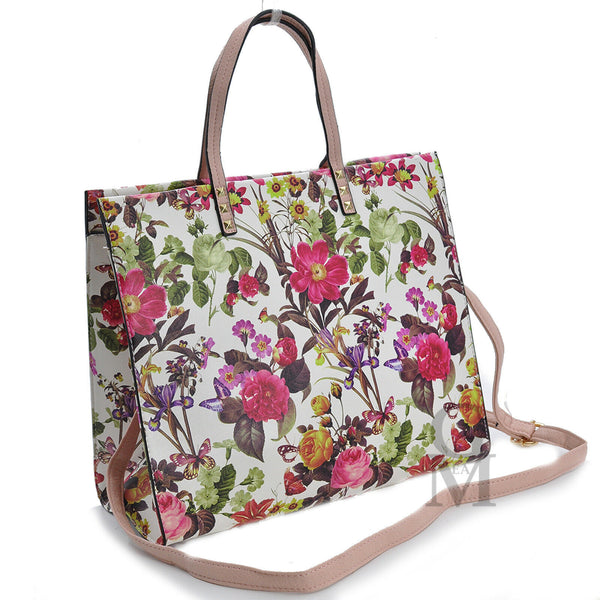 GM LA FIORATA Borsa shopping rose elegante casual beige passeggio fantasia fiori fiorata