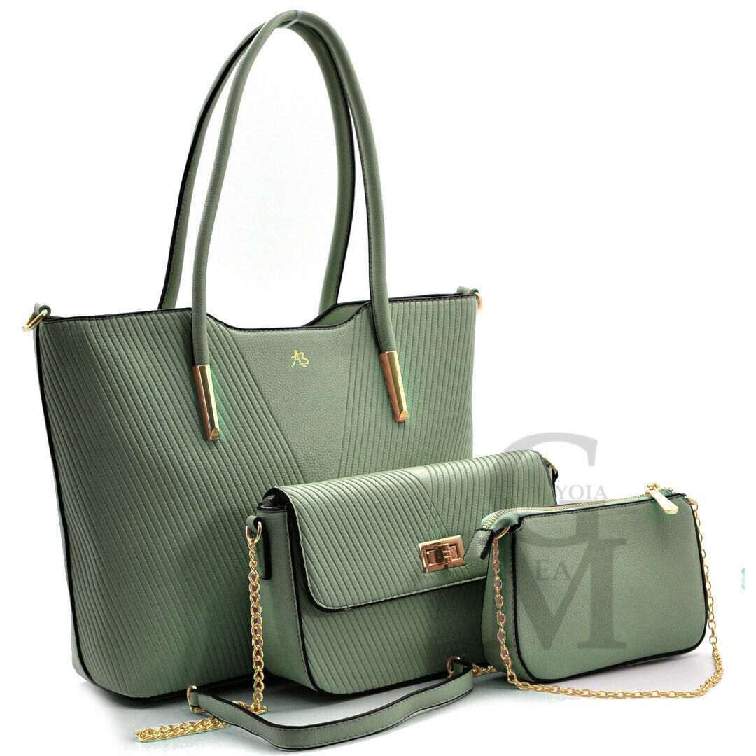 A.Basile set 3in1 borsa + borsetta + pochette trapuntata spina pesce donna lilla