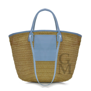 GM Borsa donna paglia shopper coffa estiva vintage manici in pelle particolare