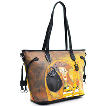 Carica l&#39;immagine nel visualizzatore di Gallery, GM borsa STRASS fantasia dipinto quadro Gustav klimt donna pelle shopping spalla