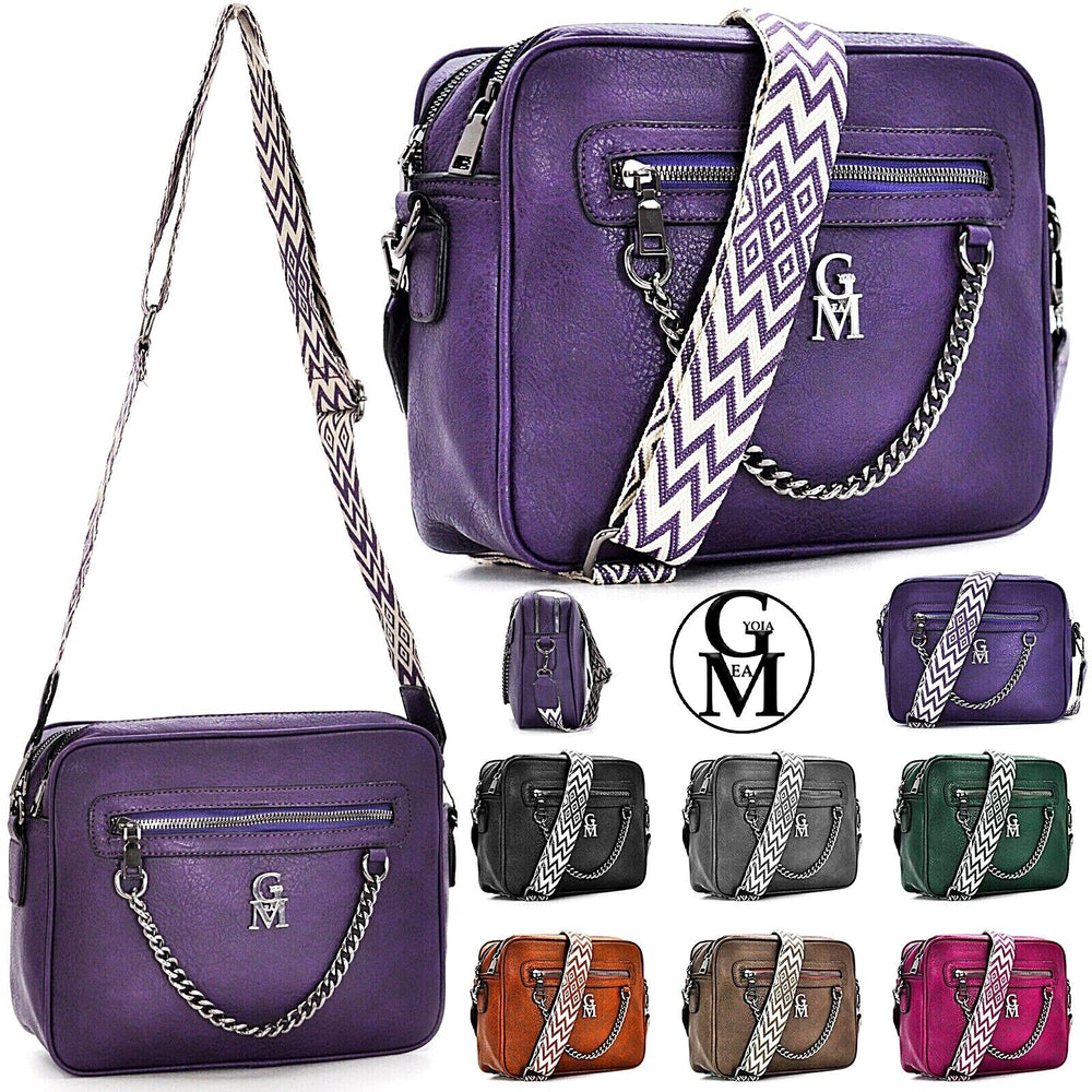 Borsa firmata Gyoiamea donna tracolla fantasia cinghia colorata capiente tasche