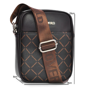 Borsello firmato Uomo COVERI world scritte Borsa Tracolla Pelle Nero Marrone