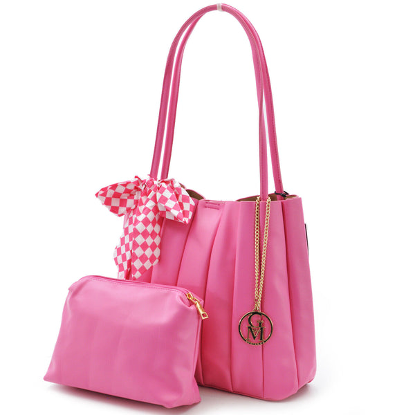 Borsa donna GM rosa trapuntata fisarmonica grande pelle spalla shopping semplice