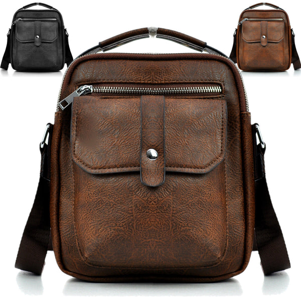 Borsello uomo moda tracolla borsa pelle lavoro vintage casual retro marrone nero