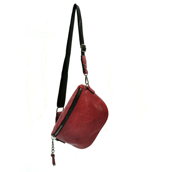 Marsupio donna pelle trapuntata cerniere tasche cintura vita borsa moda casual