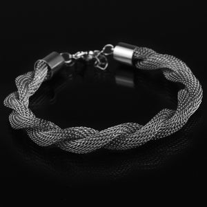 Gm gioiello Bracciale Acciaio inossidabile Donna Braccialetto corda intrecciata