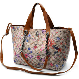 Gm borsa 3in1 hobo sacco casual manici catena tracolla fantasia fiori floreale