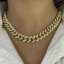 Carica l&#39;immagine nel visualizzatore di Gallery, Collana Cubana Grossa girocollo Catena Grande Strass incastonati oro argento new