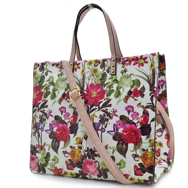 GM LA FIORATA Borsa shopping rose elegante casual beige passeggio fantasia fiori fiorata