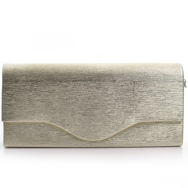Pochette rigida lunga oro eventi matrimonio elegante tessuto effetto laminato