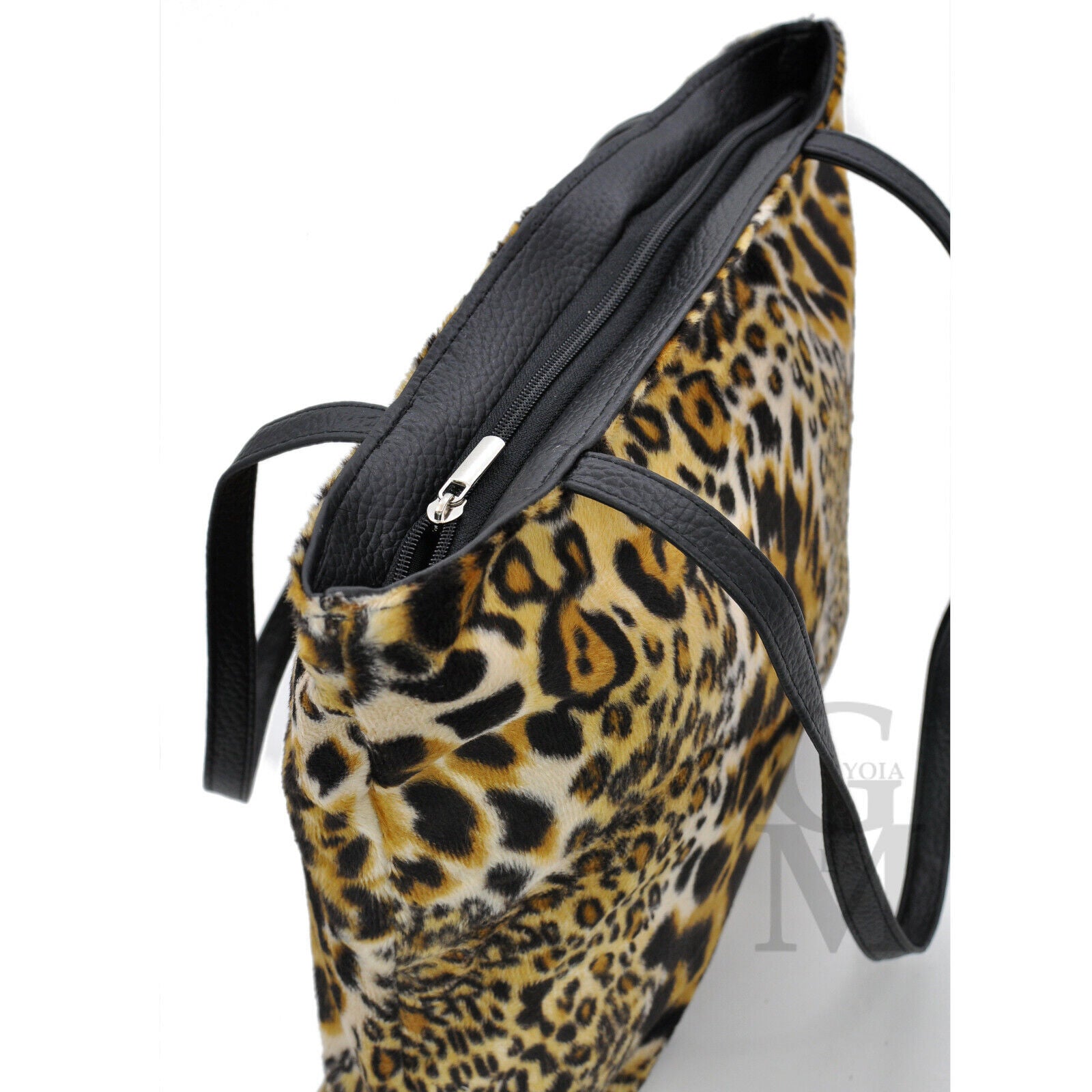 Borsa GRANDE shopping pelo pelliccia moda casual fantasia leopardata maculata