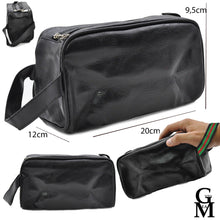 Carica l&#39;immagine nel visualizzatore di Gallery, Pochette 2 zip tasche Uomo da Polso eco Pelle Nera Borsello Mano Nero Casual