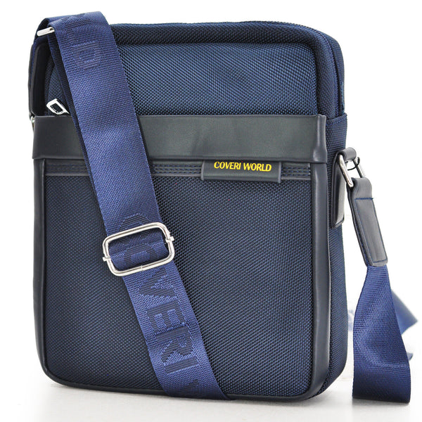 Borsello uomo firmato COVERI blu tasche tessuto tecnico nylon sportivo passeggio