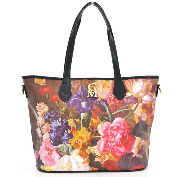 Borsa shopping dipinto stampa van brussel fiori in un vaso paulus theodorus moda